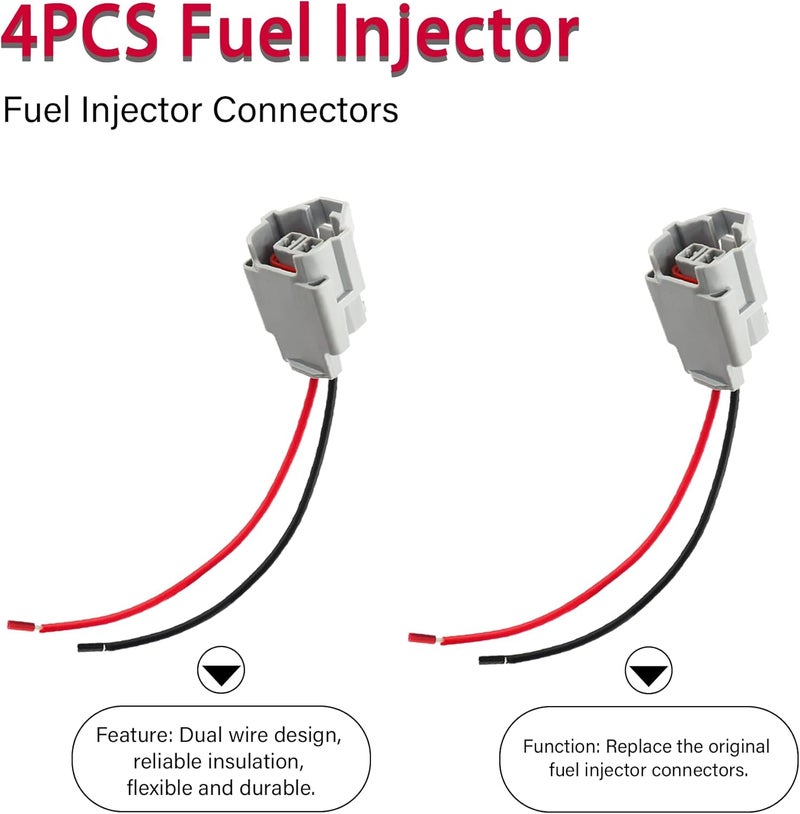 Stacool 4PCS Fuel Injector Connectors,Fuel Injector Wiring Harness,Fuel Injector Pigtail Car Accessories Compatible with Audi Chevrolet Dodge Hyundai Infiniti Kia Lexus Mazda - Image 5